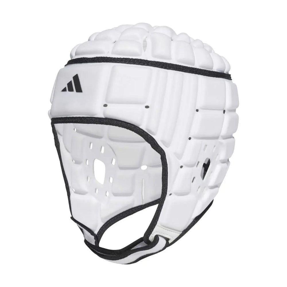 Caschetto da rugby Adidas bianco, modello PRO, con imbottitura protettiva.