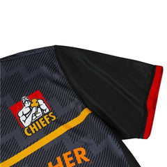 Maglia da allenamento da rugby dei Chiefs per bambini: design Pro Home in nero e oro con logo della squadra