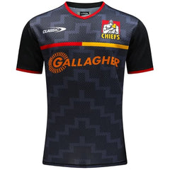 Maglia da allenamento per rugby dei Chiefs: maglia da rugby per ragazzi nera e rossa con logo dello sponsor Gallagher