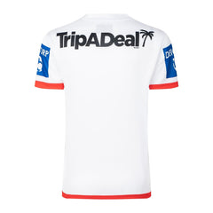 Maglia casalinga NRL dei St. George Dragons: maglia da rugby bianca con logo dello sponsor TripADeal