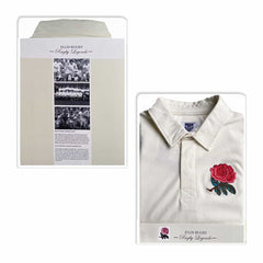 Polo da rugby vintage dell'Inghilterra 1991-92: maglietta da rugby color crema con emblema rosa ricamato, che celebra la stagione 1991-92 dell'Inghilterra.