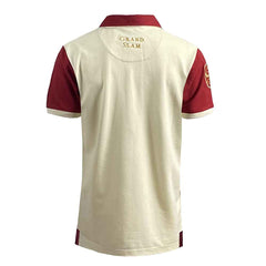 Polo Rugby Inghilterra 1923 vintage color crema con maniche bordeaux e logo ricamato.