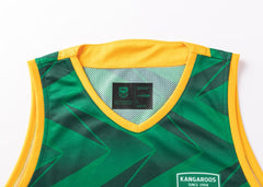 Canottiera da allenamento rugby Australia Kangaroos NRL, verde e gialla.