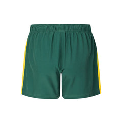 Pantaloncini da rugby ufficiali Australia Kangaroos verdi con strisce gialle.