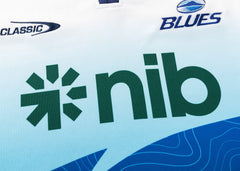Maglia da rugby per ragazzi Blues Super Rugby Pacific Home TR1 2025 con logo dello sponsor Nib