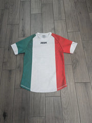 Maglia da rugby RGR "GLORY" a vestibilità muscolare, tricolore verde, bianco e rosso.