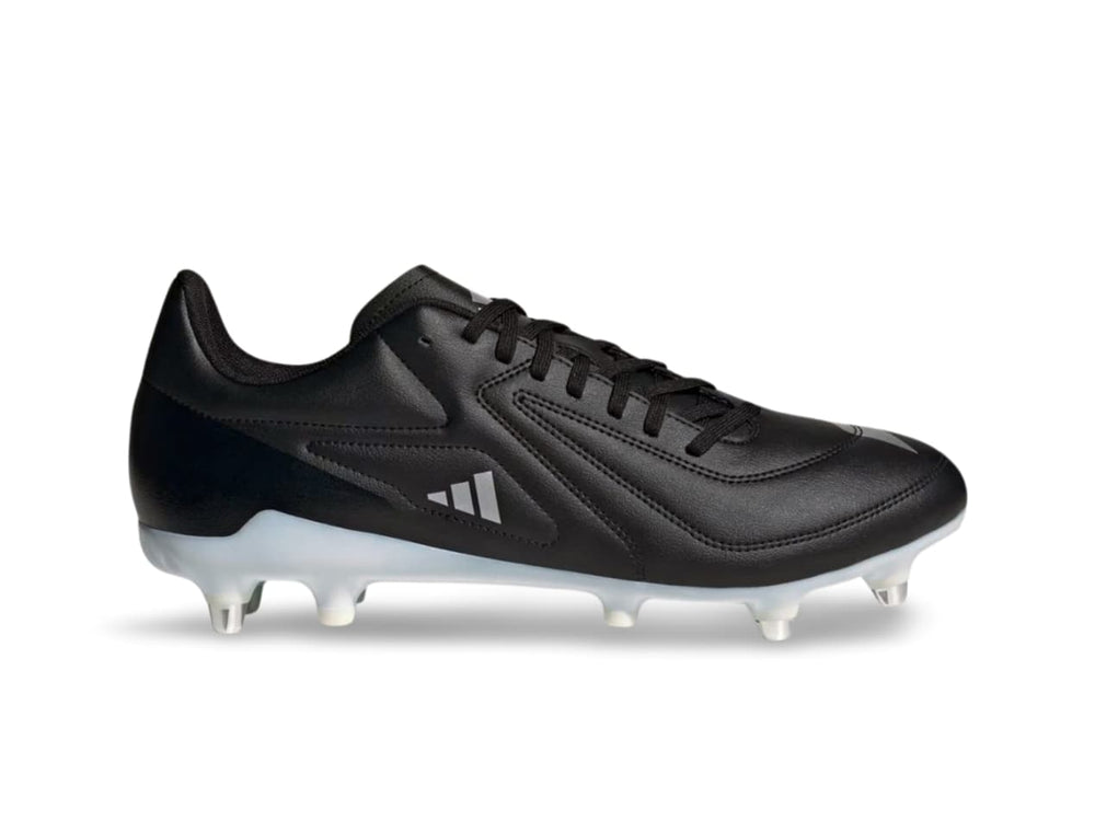 Adidas RS15 SG nero: Scarpe da rugby in pelle nera con tacchetti per terreni morbidi (SG)