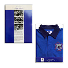 Polo rugby vintage Samoa 1991 blu con stemma Western Samoa Rugby Football Union.