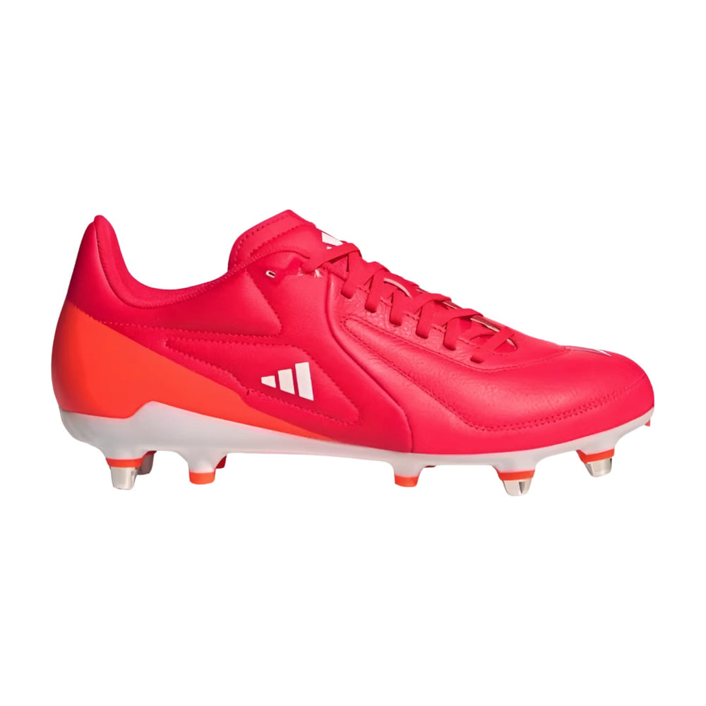Scarpe da rugby Adidas Scarpino RS-15 Elite Lucid Red; scarpe da calcio in pelle rossa con dettagli bianchi