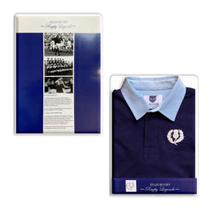 Polo rugby blu navy Ellis Rugby Scozia vintage 1990 con stemma ricamato.
