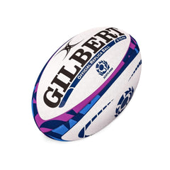 Replica ufficiale del pallone da rugby Gilbert Scotland: taglia 5, bianco con disegno blu e viola