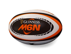 Pallone da rugby replica ufficiale Sei Nazioni Guinness M6N, bianco, arancione e nero.