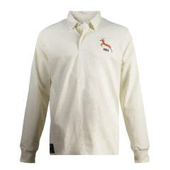 Maglia Rugby Vintage Sud Africa 1953: Maglia da rugby a maniche lunghe color crema, design vintage del Sud Africa del 1953