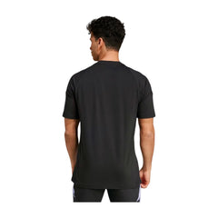 Maglia All Blacks Rugby Cotone 2025 vista da dietro, nera, con dettagli sulle maniche.