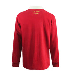 Maglia vintage da rugby a maniche lunghe del Galles, rossa con ricamo "Grand Slam"