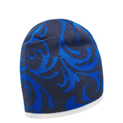 Zuccotto Rugby Italia FIR Blu 2025 Flower: berretto blu navy con un elegante motivo a vortice blu.