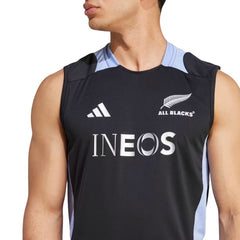 Canottiera da rugby nera All Blacks Ufficiale Adidas con logo INEOS.