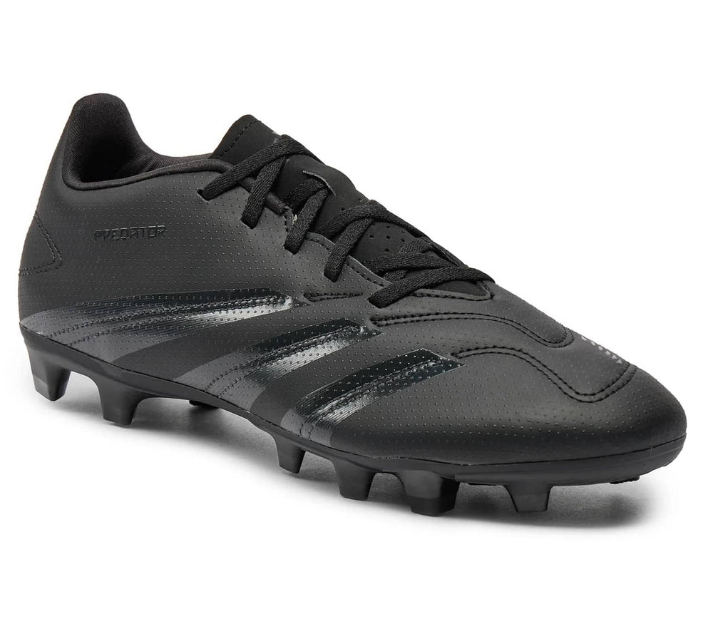 Adidas Predator CLUB FxG: scarpe da calcio nere, ideali per il rugby. Pelle sintetica, tacchetti per terreni compatti.