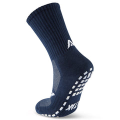 Calza ATTAK SHOX MID GRIP BLU con grip antiscivolo sul tallone e pianta.