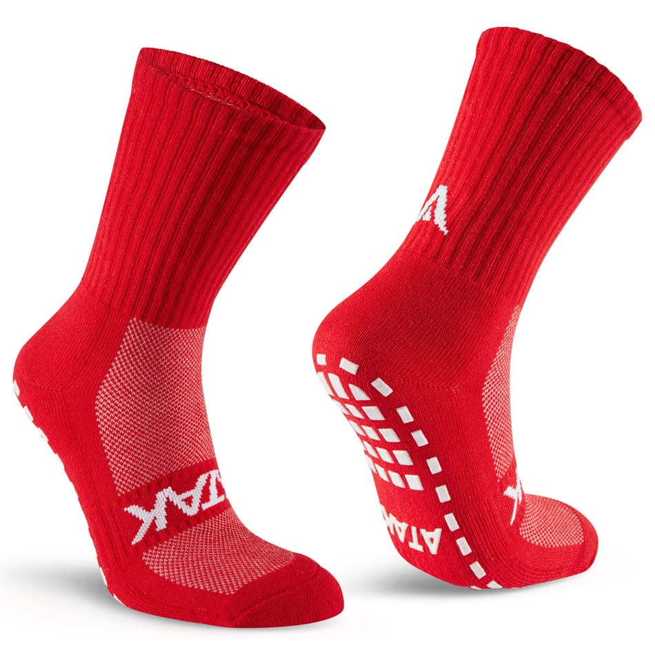 Calza ATK SHOX MID GRIP rossa con grip antiscivolo sul tallone.