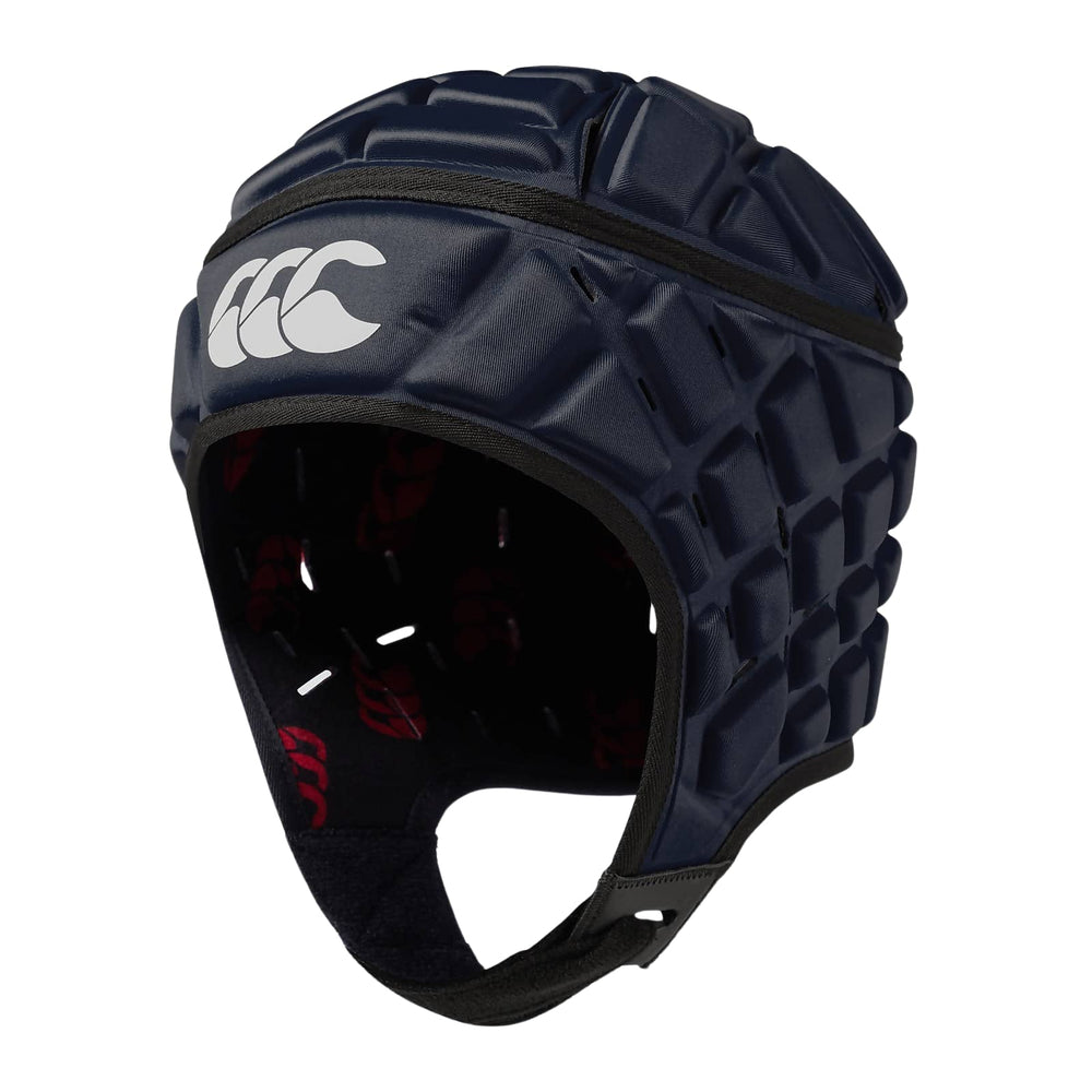 Caschetto da rugby Canterbury RAZE blu per bambini, con logo bianco.