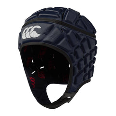 Caschetto da rugby Canterbury RAZE blu per bambini, con logo bianco.