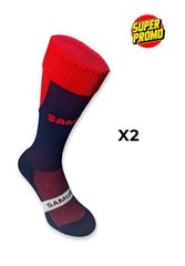 Pack 2 paia calze da rugby Samurai Professionale Tri Nation blu e rosse.