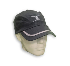 Cappellino da baseball nero Gilbert con logo bianco ricamato e dettagli grigi.