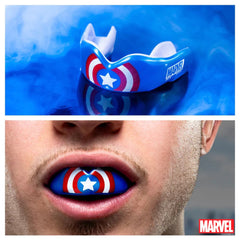 Paradenti Safejawz Capitan America per il massimo della protezione durante il gioco.