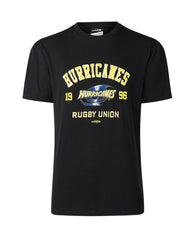 T-shirt nera rugby Hurricanes 1996, cotone, Super Rugby