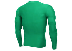 Maglia a compressione a maniche lunghe verde smeraldo, base layer sportiva.