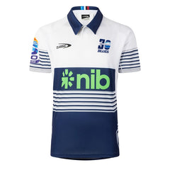 Maglia da rugby Blues 2026 Home PRO, bianca e blu con logo Classic e sponsor Nib.
