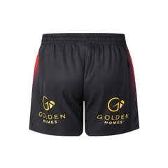 Pantaloncini da rugby Crusaders Home neri con logo dorato.