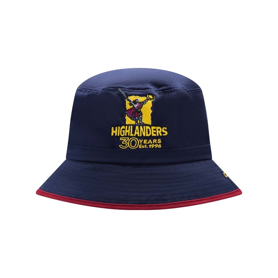 Cappellino da pescatore blu Highlanders rugby, con logo celebrativo 30 anni.