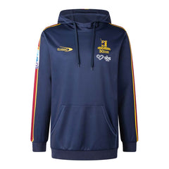Felpa ufficiale rugby Highlanders 2026 Classic blu con logo e banda laterale
