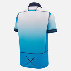 Maglia Rugby Scozia 2025 Pro Away blu e bianca con sfumatura e croce.