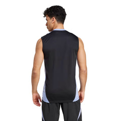 Canottiera da rugby Adidas All Blacks 2025 ufficiale, uomo, nera con inserti grigio chiaro.