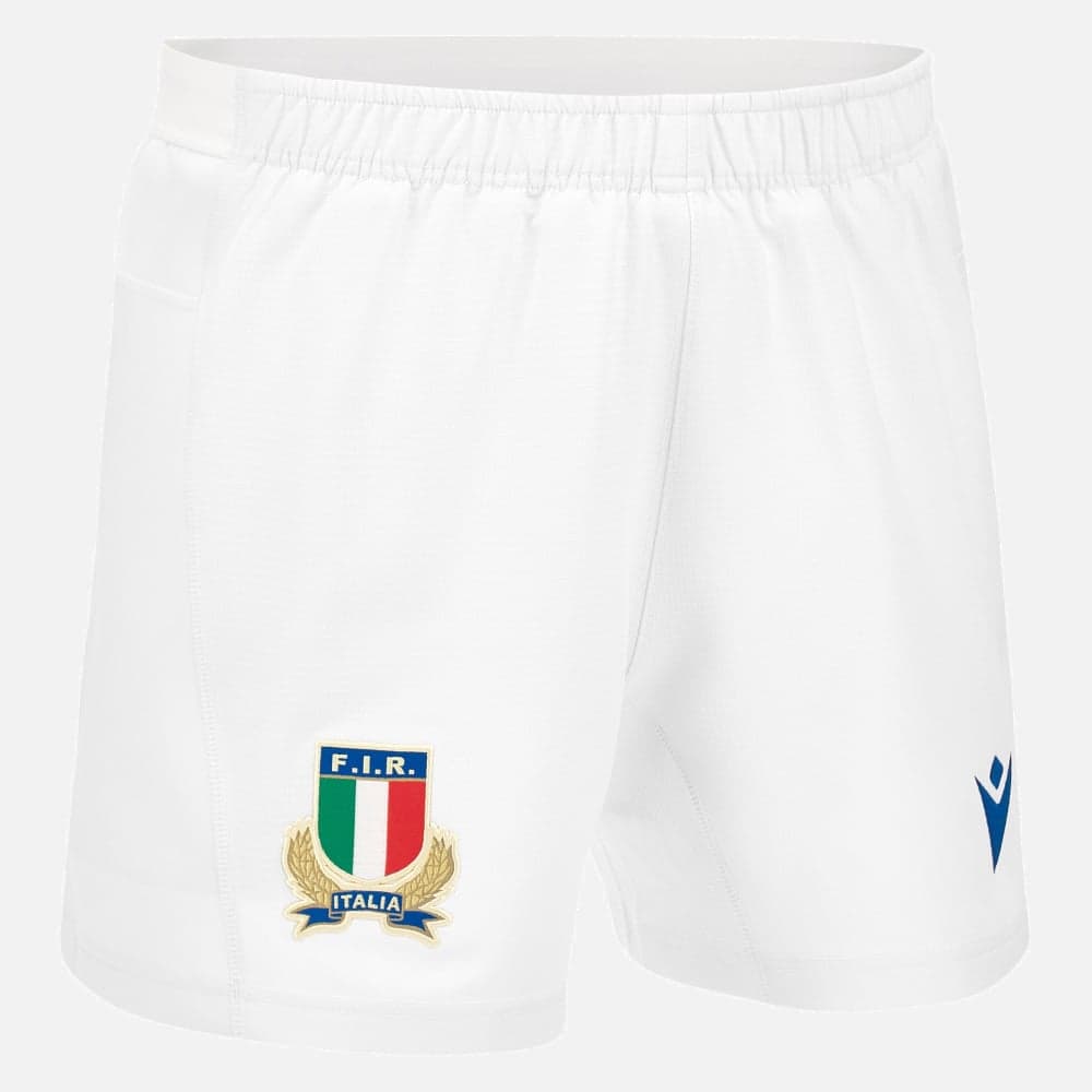 Pantaloncini da rugby bianchi Italia gara M23-24 Home con stemma F.I.R.