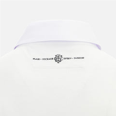 Retro Maglia Rugby Barbarians, bianco, cotone, con logo e scritte "Flair Courage Spirit Passion".