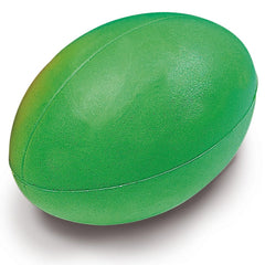 Palla rugby in Spugna gommapiuma morbida: Soft green foam rugby ball, ideal for kids or training.