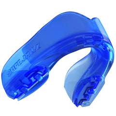 Paradenti blu trasparente Safejawz ICE per rugby e sport di contatto.