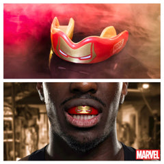 Paradenti Iron Man SafeJawz rosso e oro, design ispirato Marvel