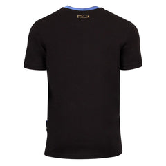 Maglia rugby Italia 2026 cotone nera con stampa logo.