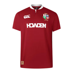 Maglia da rugby rossa British & Irish Lions, uomo, manica corta, con logo Canterbury e stemma squadra.