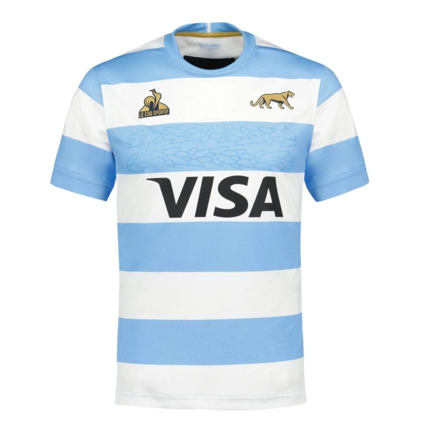 Maglia Rugby Argentina Pumas ufficiale home 2023 Le Coq Sportif con logo Visa.