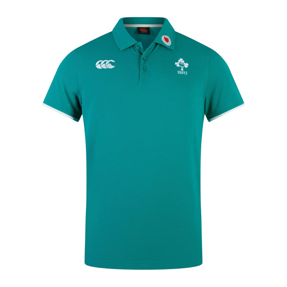 Polo da rugby ufficiale Irlanda verde Canterbury, con stemma squadra.