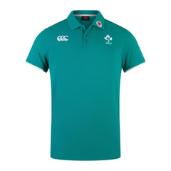 Polo da rugby ufficiale Irlanda verde Canterbury, con stemma squadra.