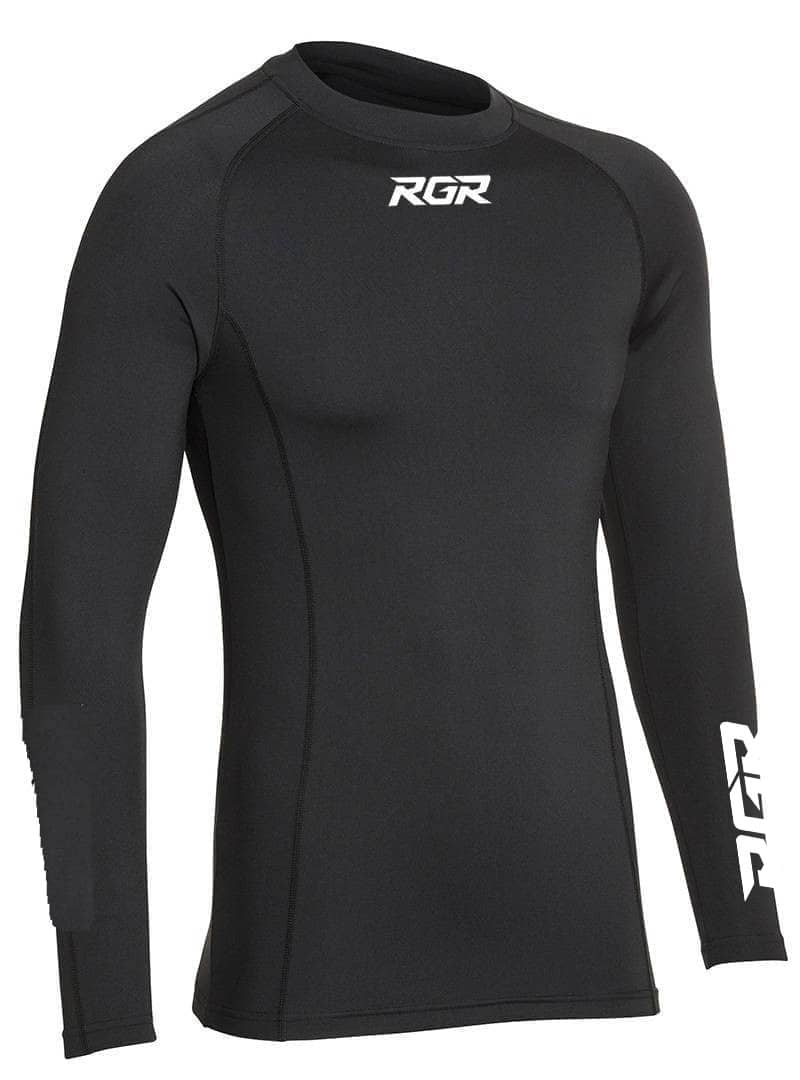 RGR Performance Nero Mlunga: Maglia a compressione nera a maniche lunghe con logo RGR