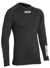 RGR Performance Nero Mlunga: Maglia a compressione nera a maniche lunghe con logo RGR