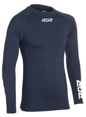 Maglietta a compressione RGR Performance Blu Mlunga: maglia a compressione a maniche lunghe blu navy con logo RGR